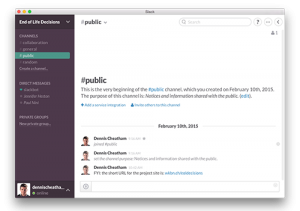 a screenshot of slack messaging window